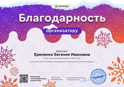 Еременко Евгения Ивановна - благодарность организатору.png