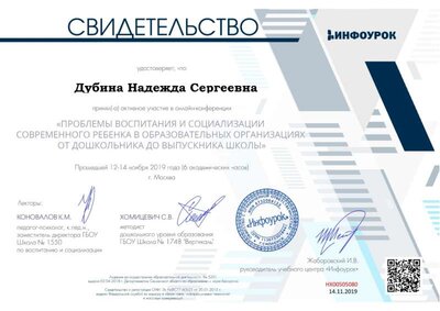 Свидетельство проекта infourok.ru Дубина Н.С..jpg