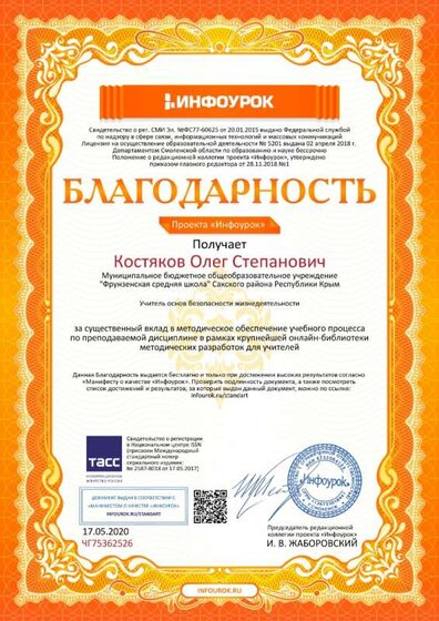 Благодарность проекта infourok.ru №ЧГ75362526 за вклад в методическое обеспечение учебного процесса по преподаваемой дисциплине.jpg