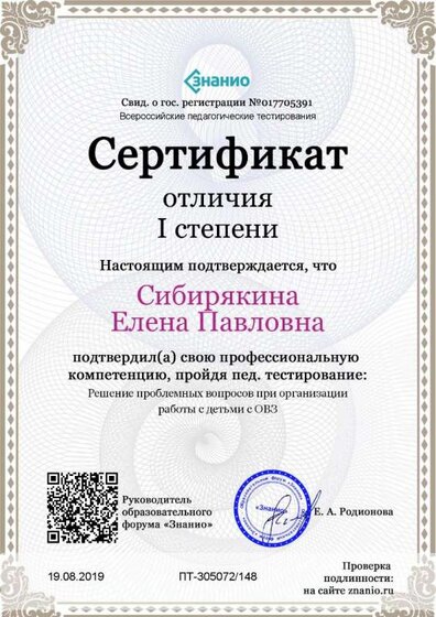 Cертификат отличия I степени-Решение проблемных вопросов при организации работы с детьми с ОВЗ.jpg