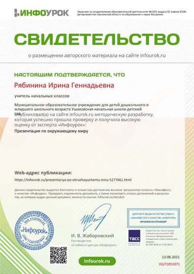 Свидетельство проекта infourok.ru №УШ71051071 (1).jpg