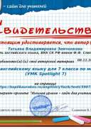 Свидетельство Тест по английскому языку для 7 класса по модулю 3 (УМК Spotlight 7).png