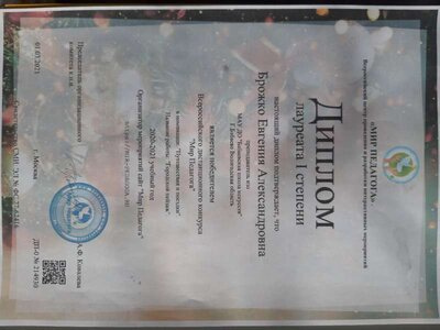 Приложение №20 Диплом лауреата 1 степени во всероссийском дистанционном конкурсе Мир педагога в номинации Путешествие и поездки, название работы Городской пейзаж.jpg
