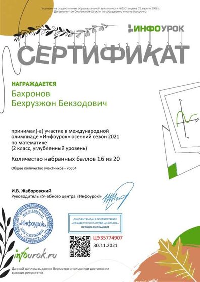Сертификат проекта infourok.ru №ЦЭ35774907.jpg