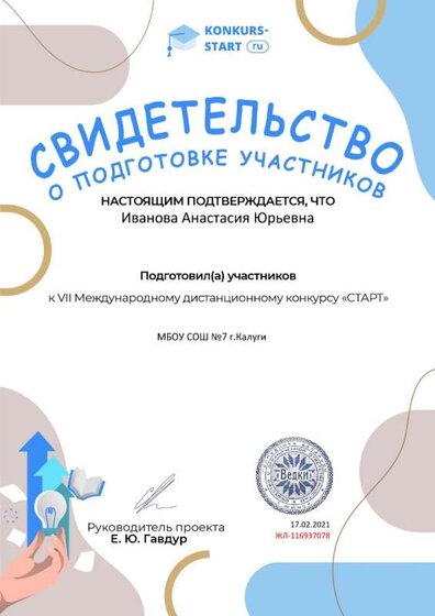 Свидетельство о подготовке учеников konkurs-start.ru №116937078 (1).jpg