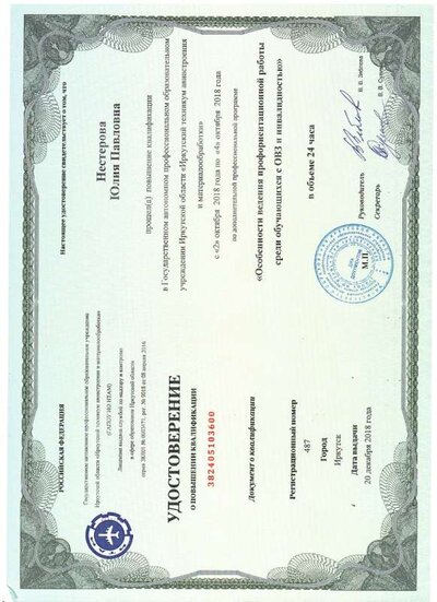 2018 повышение квалификации Особенности ведения профориентационной работы среди обучающихся ОВЗ .jpg