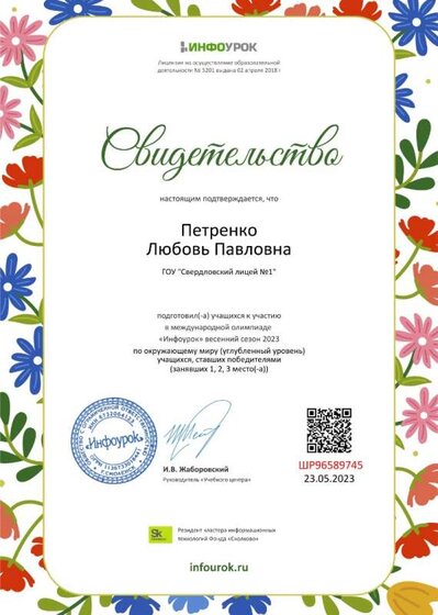 Свидетельство проекта infourok.ru №ШР96589745.jpg