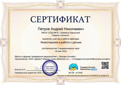 19.Сертификат (Директ-Академия) Имаготерапия в работе с детьми (Петров А.Н.).jpg