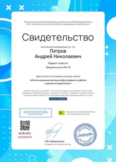 Свидетельство (infourok.ru) Использование метода нейрографики в работе с детьми и взрослыми (Петров А.Н.).jpg