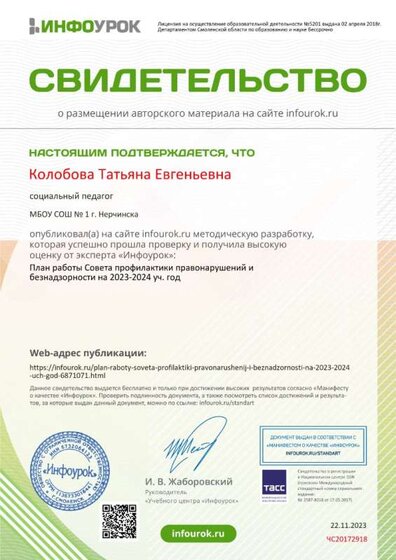 Свидетельство проекта infourok.ru №ЧС20172918.jpg