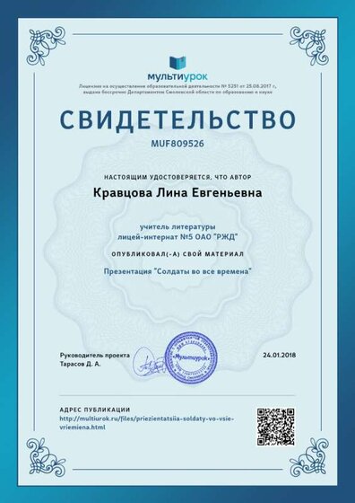 Свидетельство Презентация _Солдаты во все времена_.png