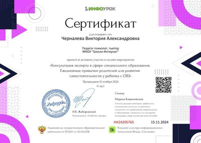 Сертификат проекта Infourok.ru №НК24205765.jpg