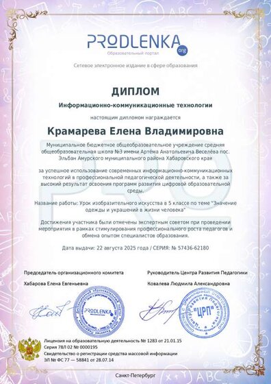 Диплом Информационно - коммуникационные технологии 2025 год Участие в конкурсе.pdf.jpeg