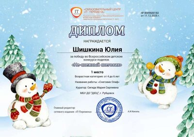 1 место Шишкина Юлия, Неснежный снеговик.jpg