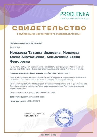 Дидактическое пособие «Что у нас внутри?»