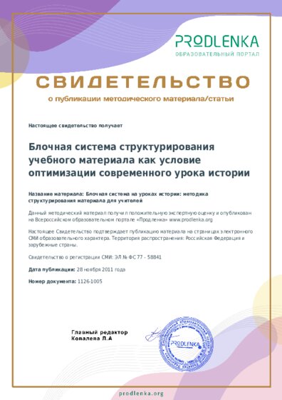 Блочная система на уроках истории: методика структурирования материала для учителей
