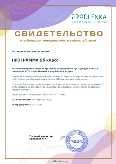 Рабочая программа по физической культуре для 9 класса: реализация ФГОС через базовый и углубленный модули