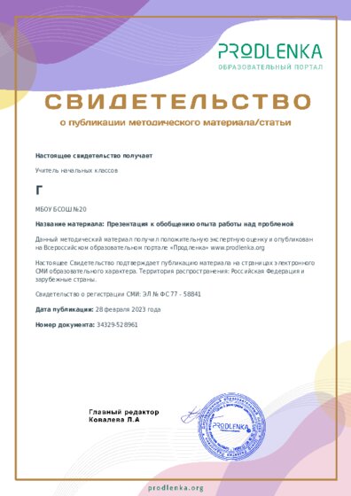 Презентация к обобщению опыта работы над проблемой