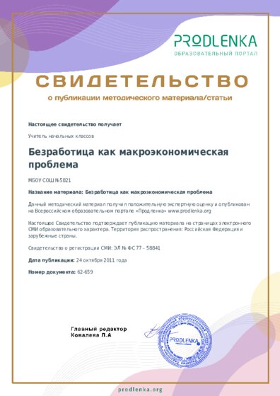 Безработица как макроэкономическая проблема