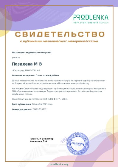 Отчет о своей работе