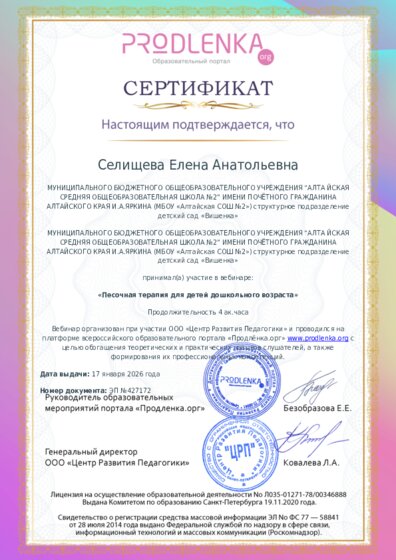 Сертификат участника Вебинара