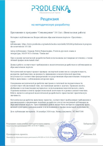 Рецензия на методическую разработку