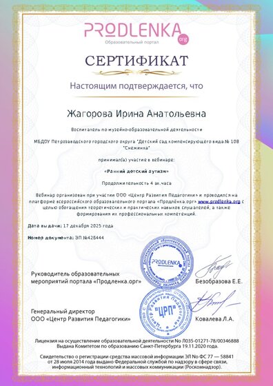 Сертификат участника Вебинара