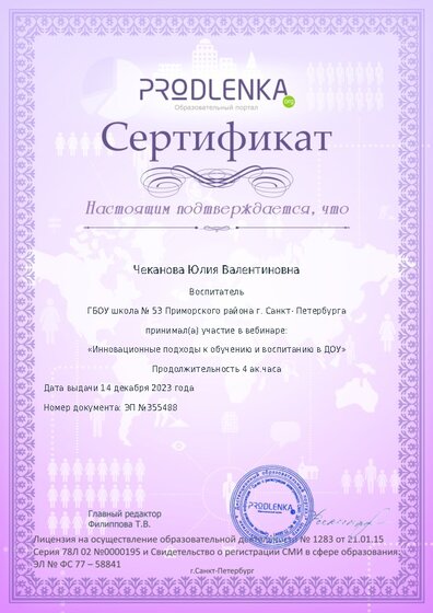 Сертификат участника Вебинара