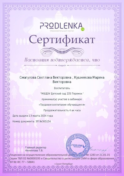 Сертификат участника Вебинара