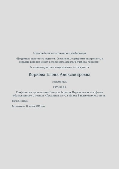 Диплом участника конференции