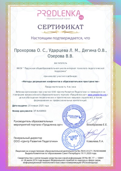 Сертификат участника Вебинара