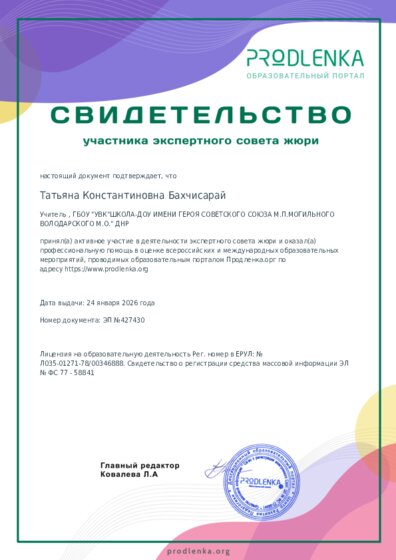 Свидетельство участника экспертного совета жюри
