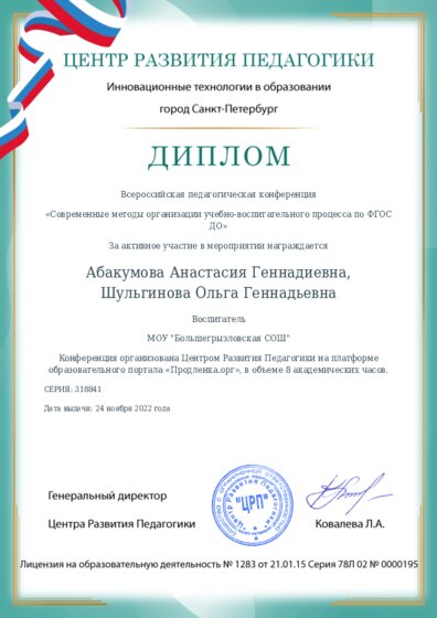 Диплом участника конференции