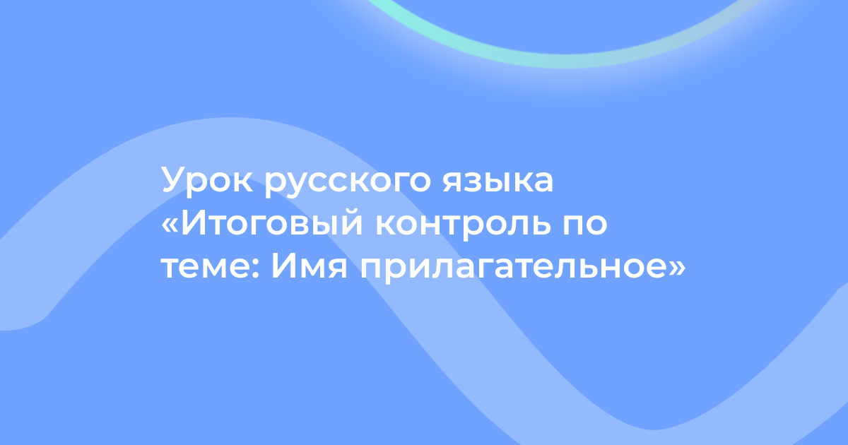 Урок русского языка «Итоговый контроль по теме: Имя прилагательное»
