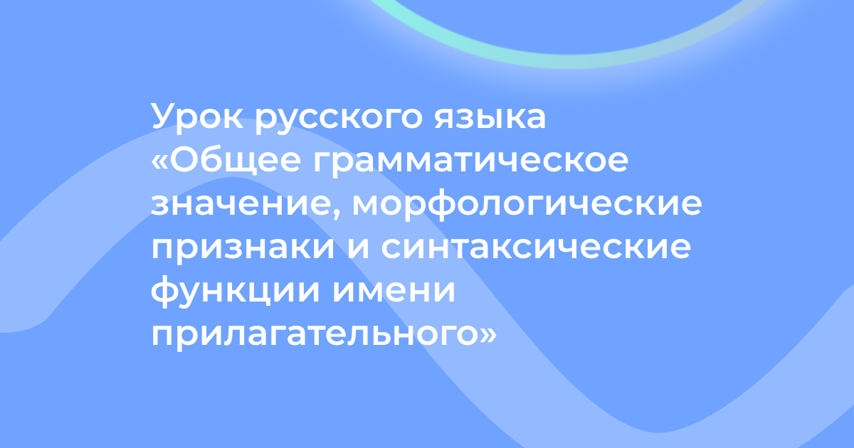 Урок русского языка «Общее грамматическое значение, морфологические признаки и синтаксические функции имени прилагательного»