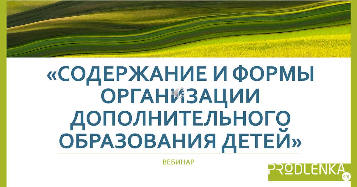 Вебинар «Содержание и формы организации дополнительного образования детей»