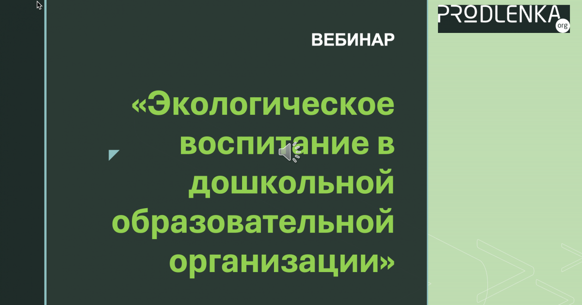 Вебинар «Экологическое воспитание в дошкольной образовательной организации»