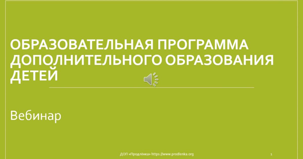 Вебинар «Образовательная программа дополнительного образования детей»