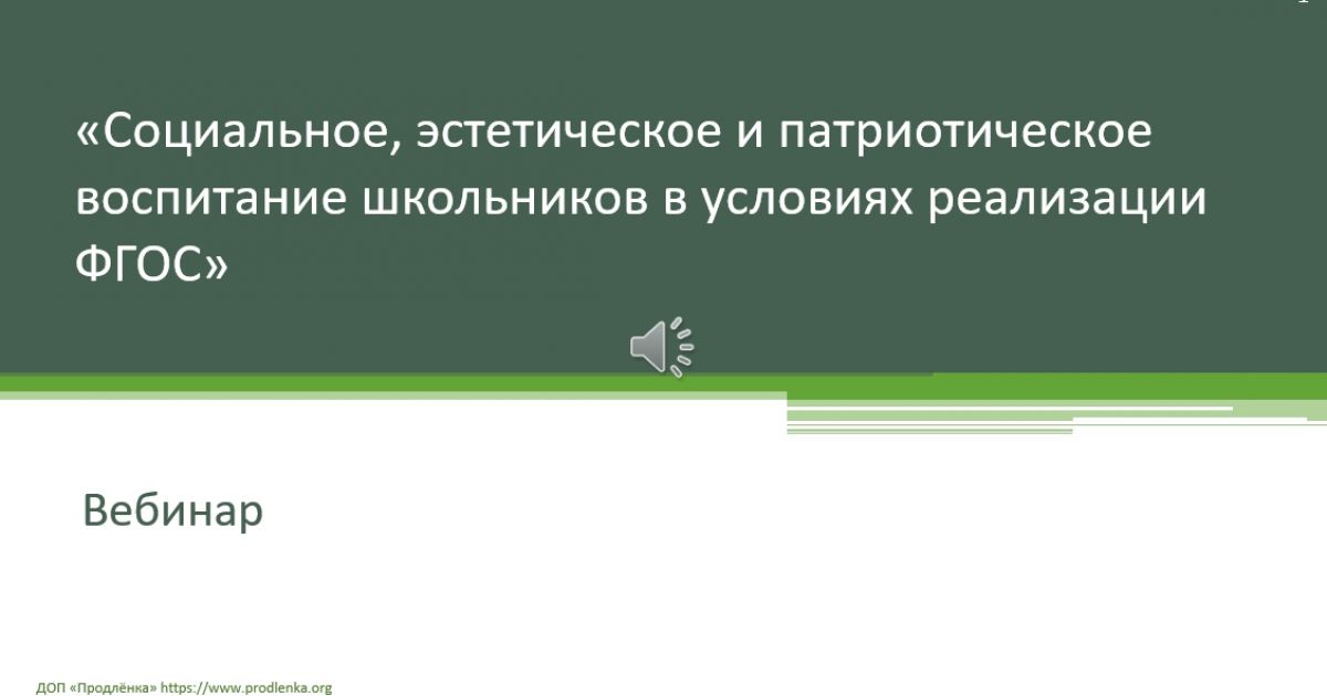 Вебинар «Социальное, эстетическое и патриотическое воспитание школьников в условиях реализации ФГОС»