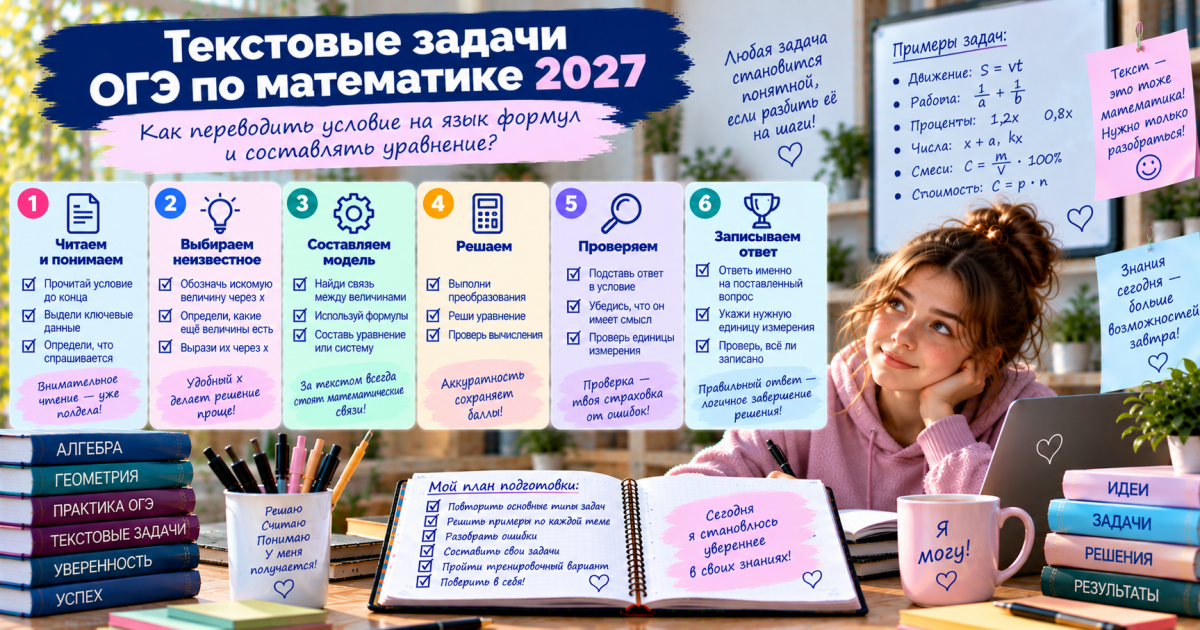 Текстовые задачи ОГЭ по математике: как переводить условие на язык формул и составлять уравнение