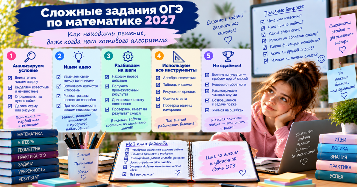 Сложные задания ОГЭ по математике: как подходить к задачам, где не видно готового алгоритма