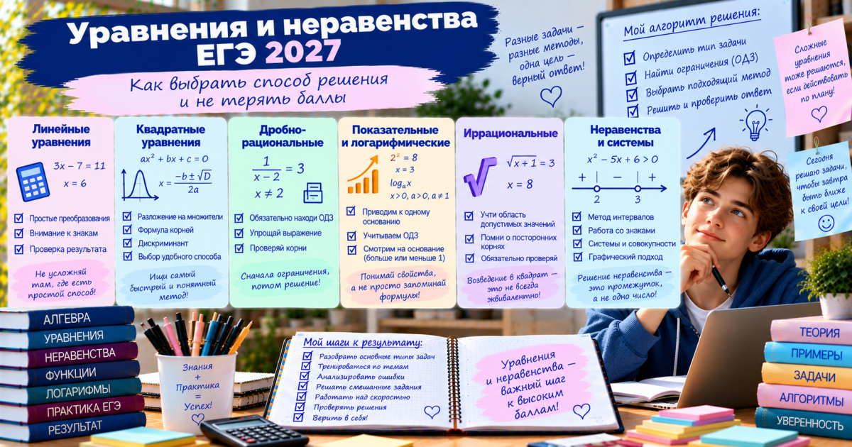 Уравнения и неравенства ЕГЭ 2027: как выбрать способ решения и не терять баллы