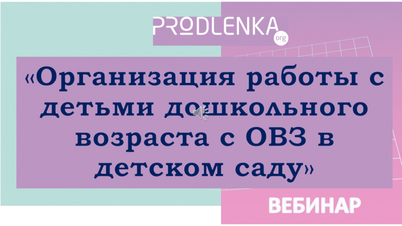 Вебинар «Организация работы с детьми дошкольного возраста с ОВЗ в детском саду»