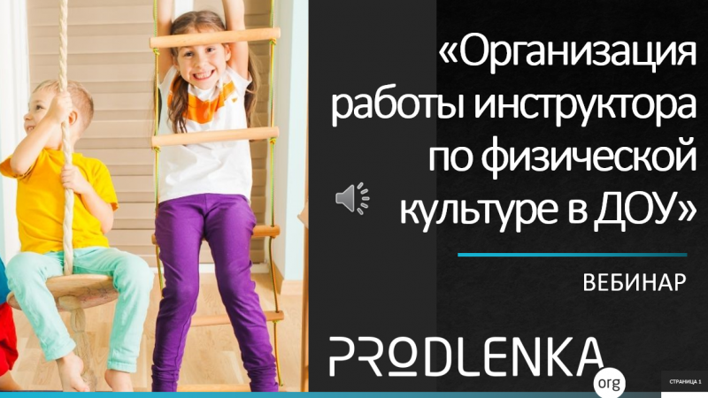 Вебинар «Организация работы инструктора по физической культуре в ДОУ»