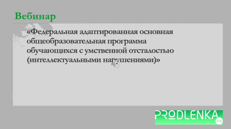 Вебинар «Федеральная адаптированная основная общеобразовательная программа обучающихся с умственной отсталостью (интеллектуальными нарушениями)»