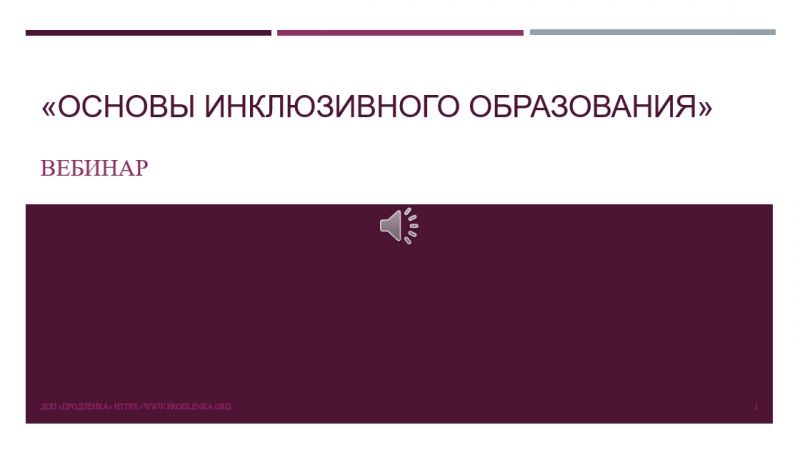 Вебинар «Основы инклюзивного образования»