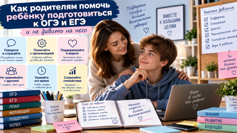 Как родителям помочь ребёнку подготовиться к ОГЭ и ЕГЭ и не давить на него