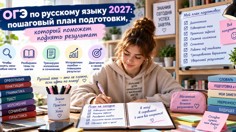 ОГЭ по русскому языку 2027: пошаговый план подготовки, который поможет поднять результат