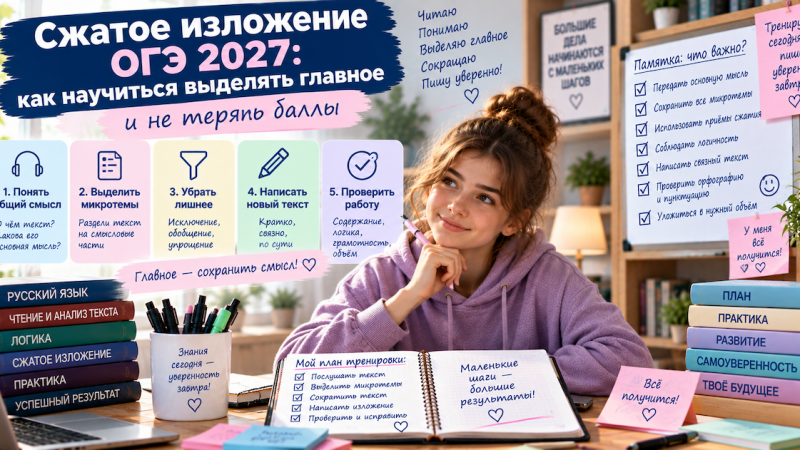 Сжатое изложение ОГЭ 2027: как научиться выделять главное и не терять баллы