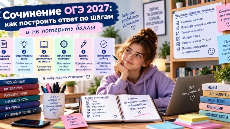 Сочинение ОГЭ по русскому языку 2027: как построить ответ по шагам и не потерять баллы